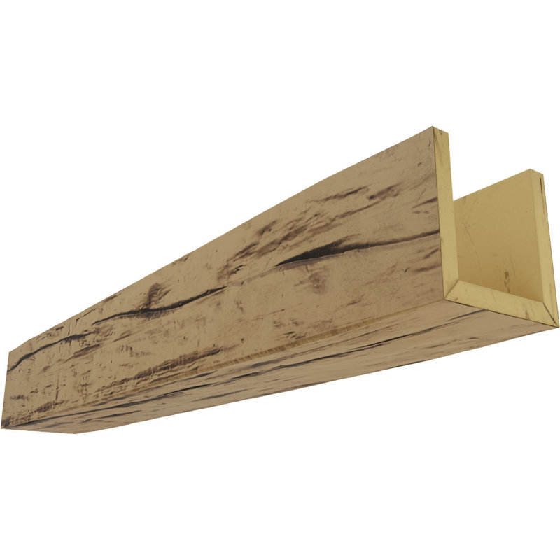 Poutre de plafond à 3 côtés en faux bois Riverwood Endurathane (poutre en U), H 10 po x l 4 po, Amande, 10'L