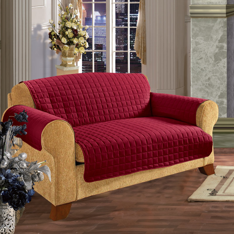 Protecteur de mobilier en microfibre réversible pour canapé avec sangles, Sauge / polyester crème, 75.5'' H x 110'' W