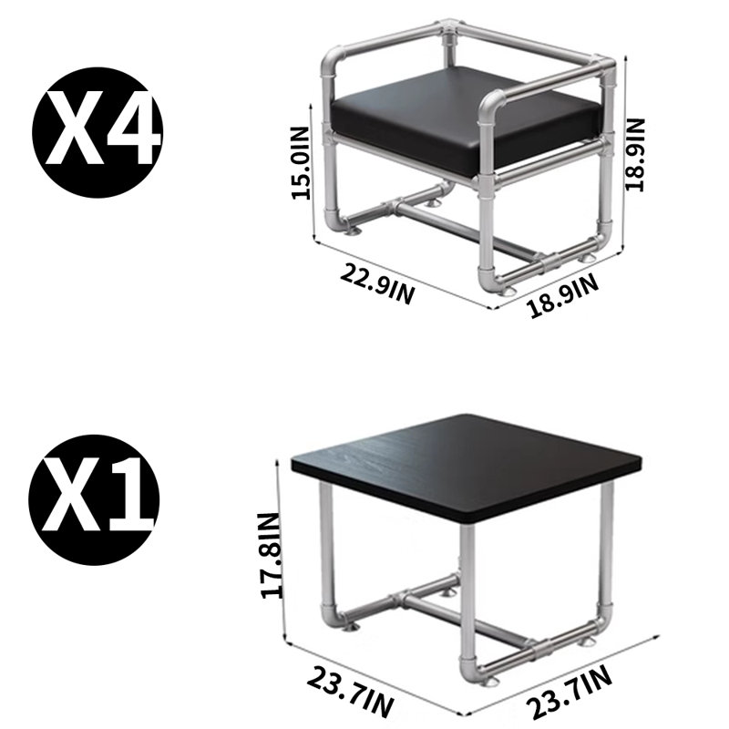 Ensemble de table et chaises de plomberie de style industriel, 5
