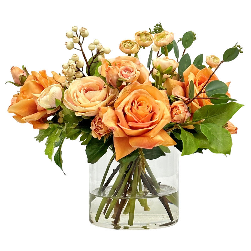 ROSE RANUNCULUS IN CYLINDER