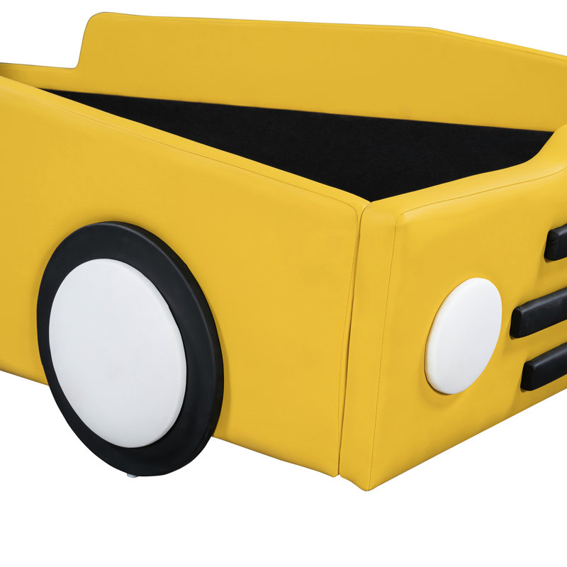 Lit de voiture de course simple intriguant avec roues jaunes - conçu pour une bonne nuit de sommeil avec style offrant un soutien maximal