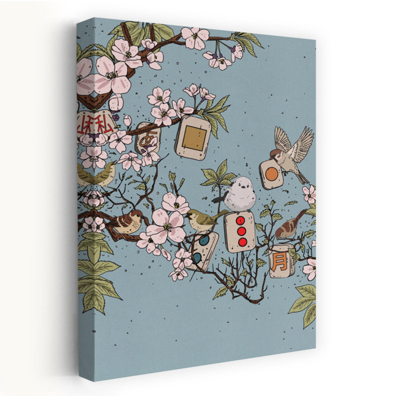 Charmant oiseau de printemps paisible et serein, H 60 po x l 40 po
