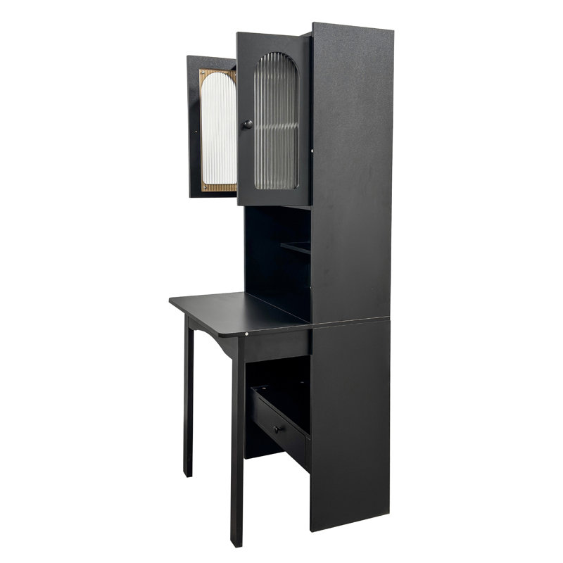 Bureau autoportant pliable avec grande bibliothèque