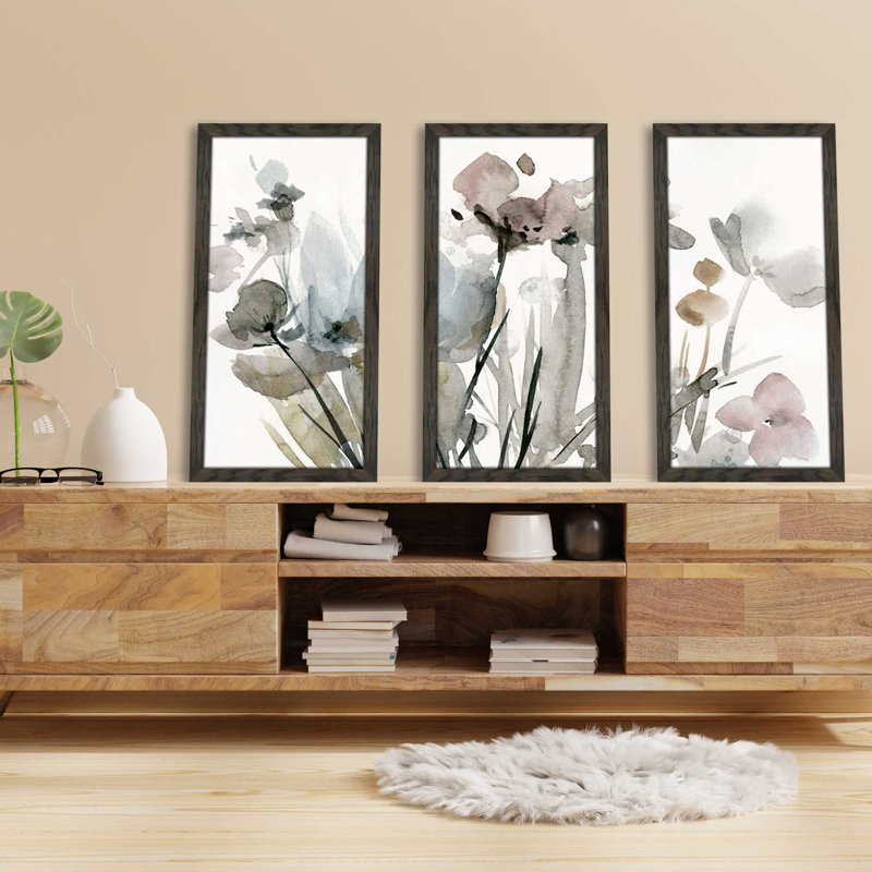 «Dicate Blooms I» par Carol Robinson - Reproduction de cadre photo multi-pièces, L 40,5 po x H 25,5 po x P 1 po