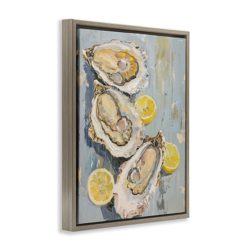  Oysters & Lemon Slices Canvas Wall Art by LSR Design Studio, H 31 po x l 25 po, Cadre flottant orme Montalcino