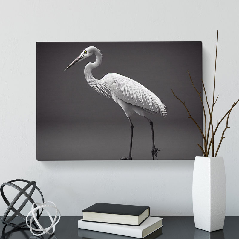 Tranquil Heron Bird - Wrapped Canvas, 50cm H x 76cm W x 3cm D