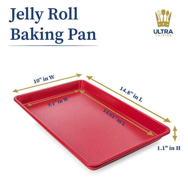 Ultra Cuisine ultra cuisine textured aluminum jelly roll sheet pans - baking  sheet set of 2 - durable, oven-safe, warp-resistant, easy clea