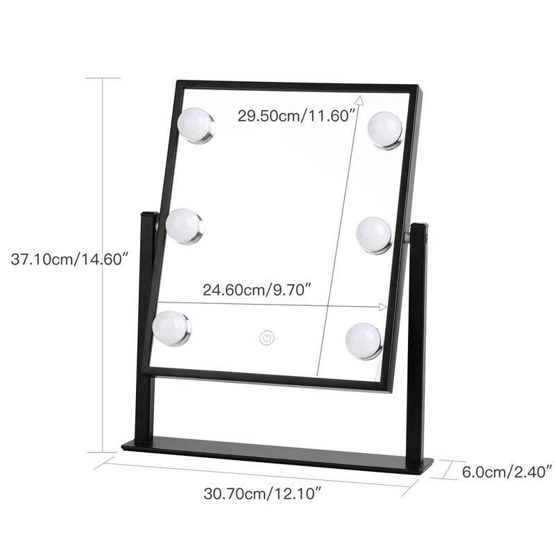 Vanity Mirror With Lights Hollywood Lighted Makeup Mirror With 6 Led Dimmable Bulbs & 3 Color Lighting Modes