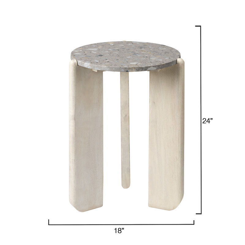 Quarry Stone End Table, Gray/White