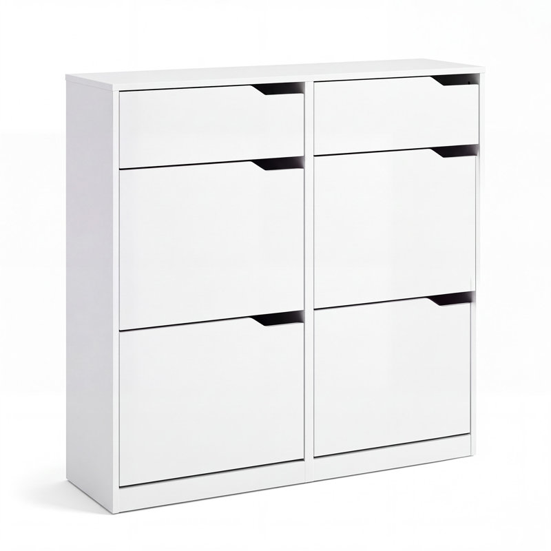 12 - Pair Shoe Storage Cabinet, Natural Wood Color
