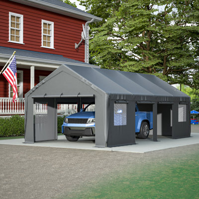 13 Ft. W x 25 Ft. D Carport Galvanized Steel Portable Garage Storage Shed Canopy