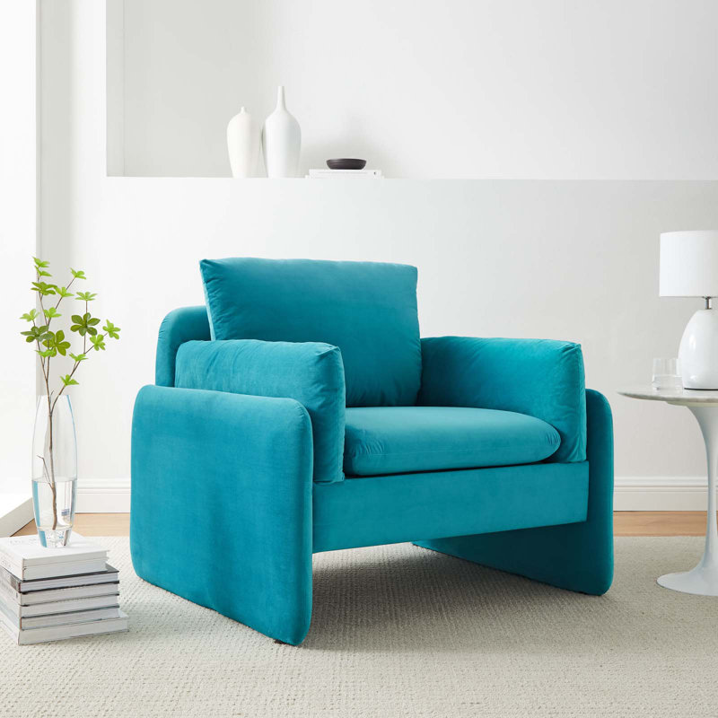 Indicate Performance Velvet Armchair, Blue Velvet