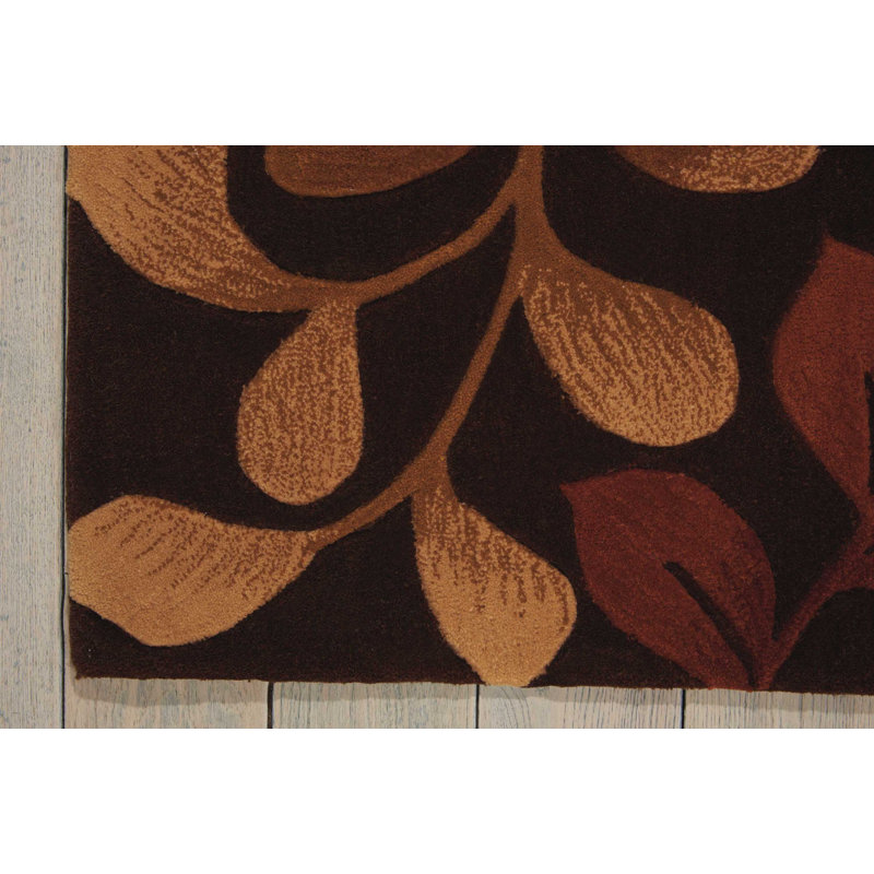 Tapis rouge / brun touffeté à la main Brittni, Rectangle 5 pi x 7 pi 6 po