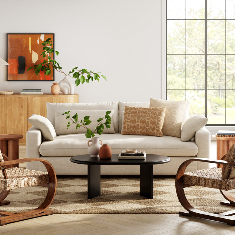 Matte Black Solid Mango Wood Minimalist Coffee Table