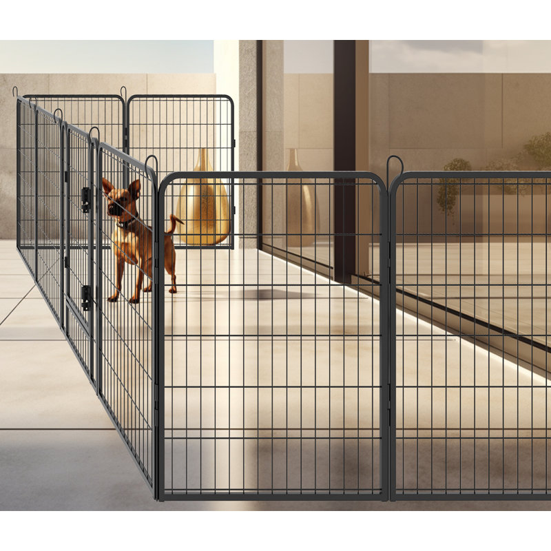 Panel Iron Exercise Pen With Door, 39.37" H x 52.36" W x 52.36" D