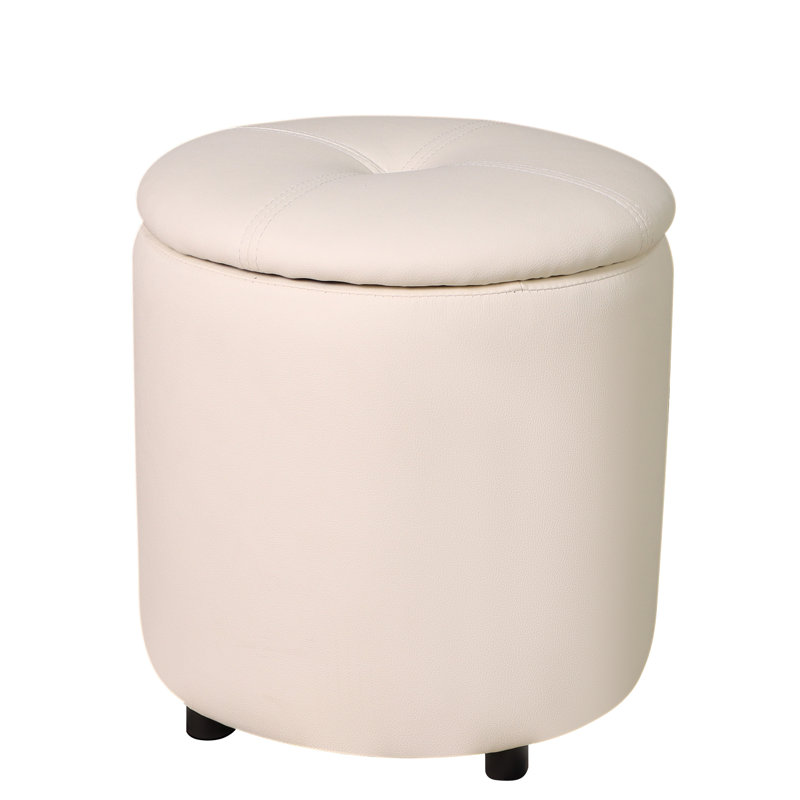 Solid Wood Accent Stool, White