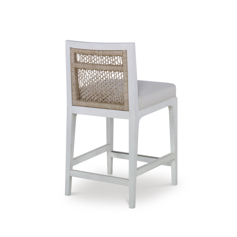 Curate Upholstered Stool with Solid Wood Frame, Off White