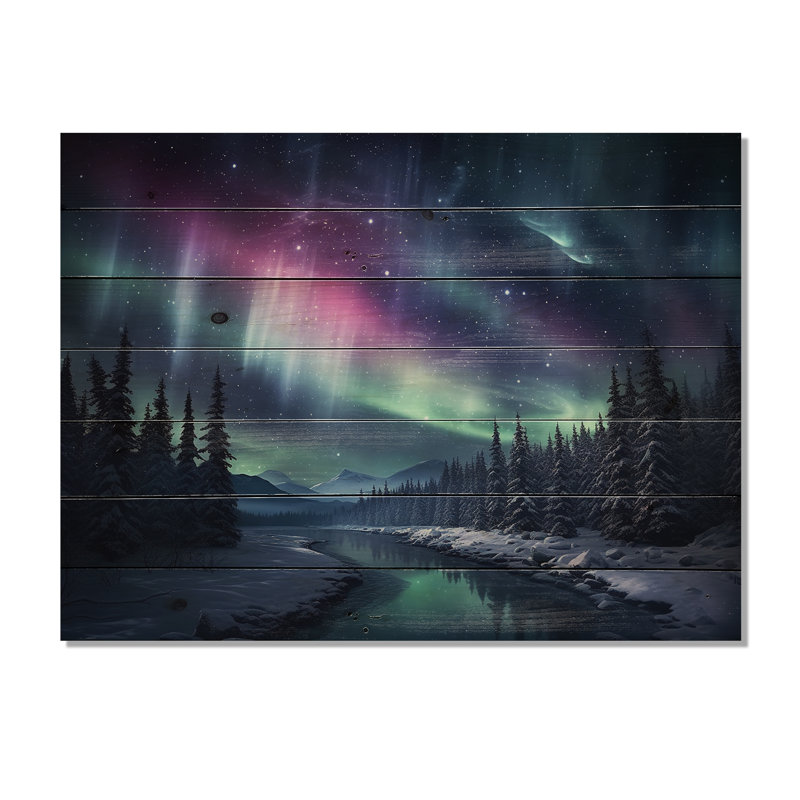 Northern Lights III sur bois, H 30 po x l 40 po x P 0,78 po