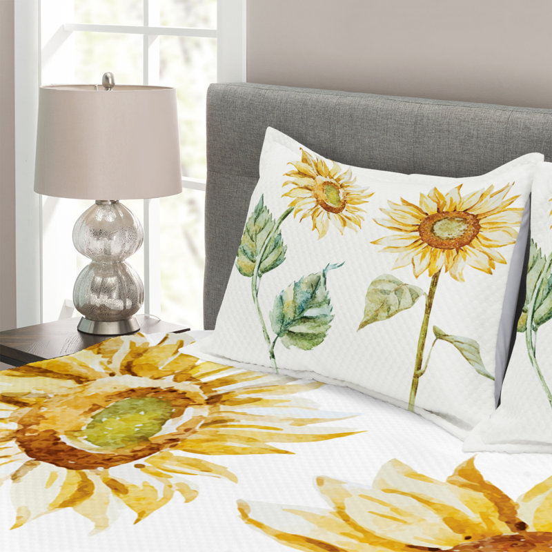 Addleigh Yellow/Green Microfibre Bedspread Set, 220 x 264 cm