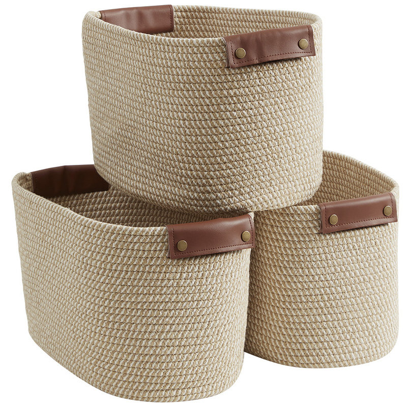 Ensemble de bacs en tissu, Brun