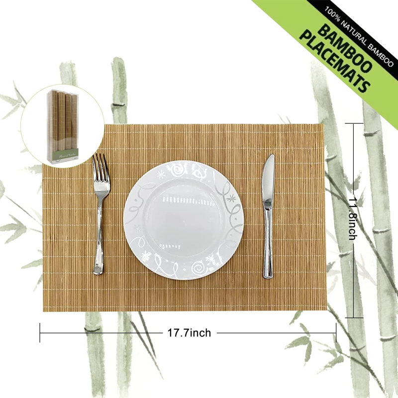 Napperons pour table de salle à manger, ensemble de 4 napperons en bambou, napperons résistants aux taches et à la chaleur, napperons durables et robustes pour table de cuisine