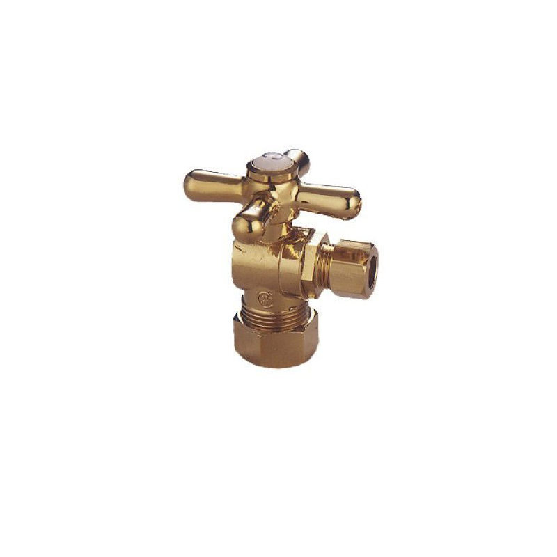 Accents Decorative Quarter Turn Valves with Cross Handles, Polished Brass