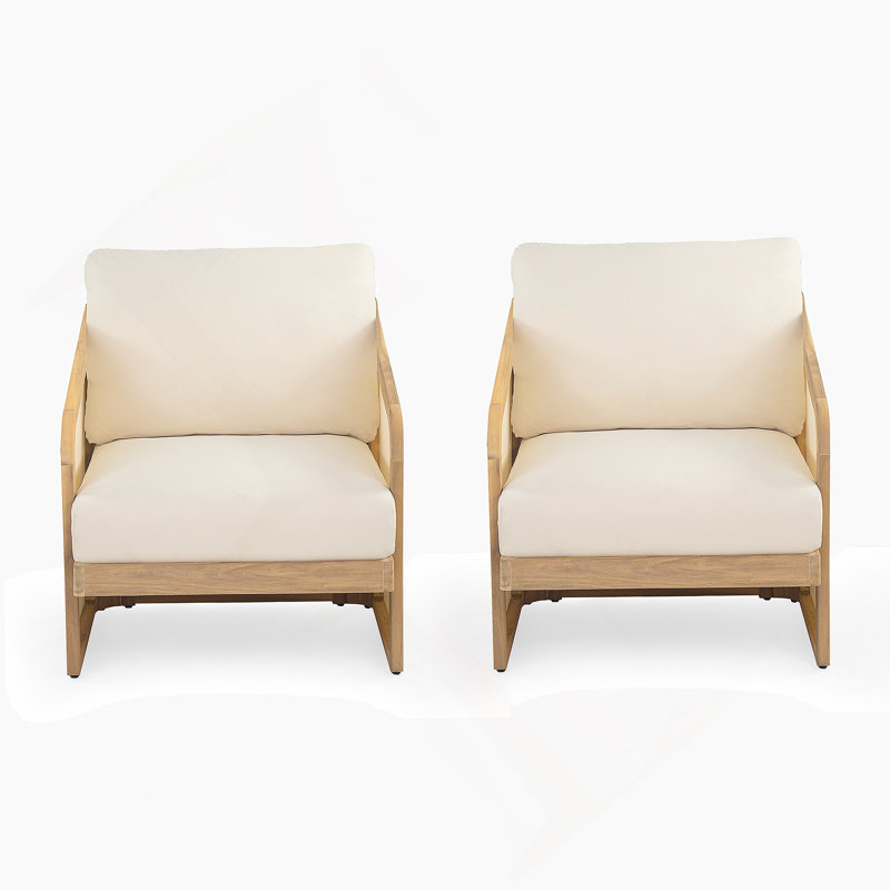 Ensemble de 2 fauteuils club d'extérieur avec coussins, 2