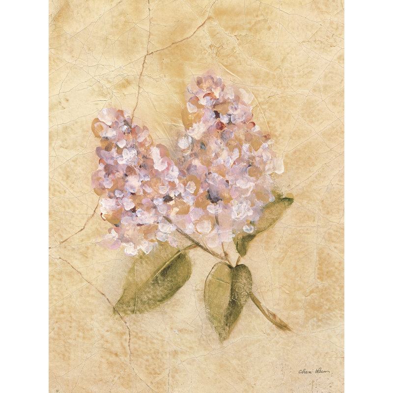 «Lilas sur toile de lin craquelée» par Cheri Blum - impression, Toile avec cadre érable, Non, H 48 po x l 36 po x P 1,25 po