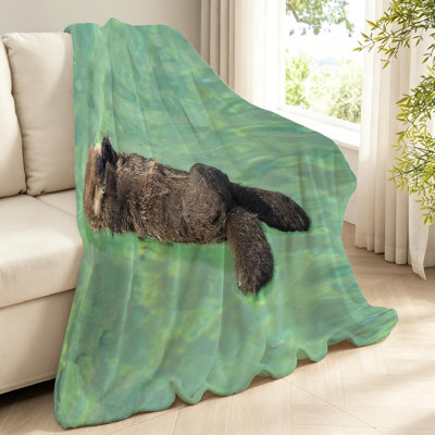 Jeté en molleton transparent ultra doux, imprimé loutre Southern Sea