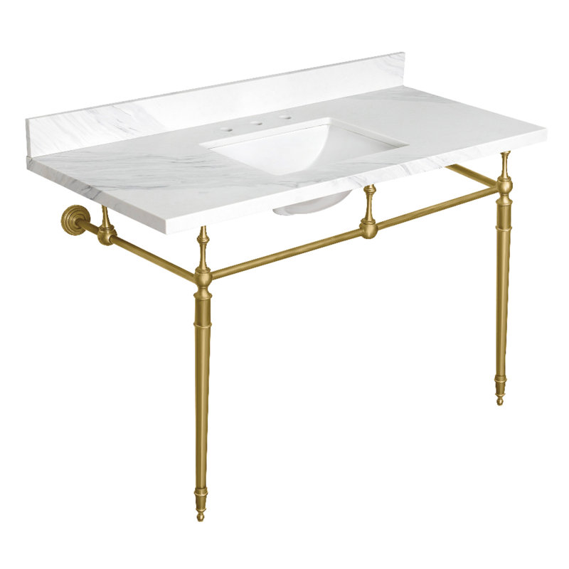 Lavabo console en laiton Kingston 37 pouces avec pieds en laiton (8 pouces, 3 trous) Kingston