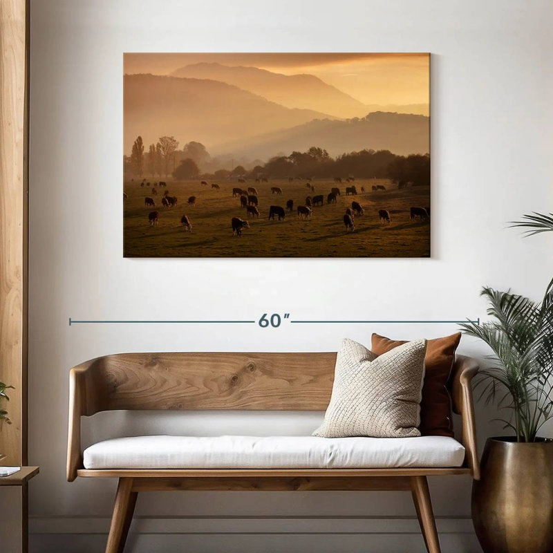 Vaches qui paissent, H 30 po x l 45 po