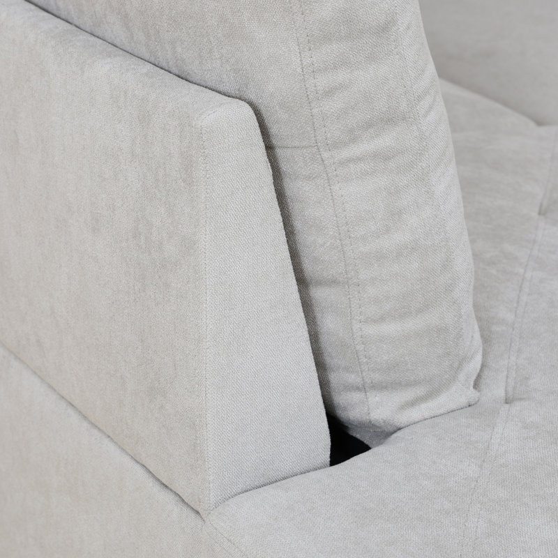Halid Wide Sofa & Chaise with Ottoman, Left Hand Facing, Light Gray Microfiber