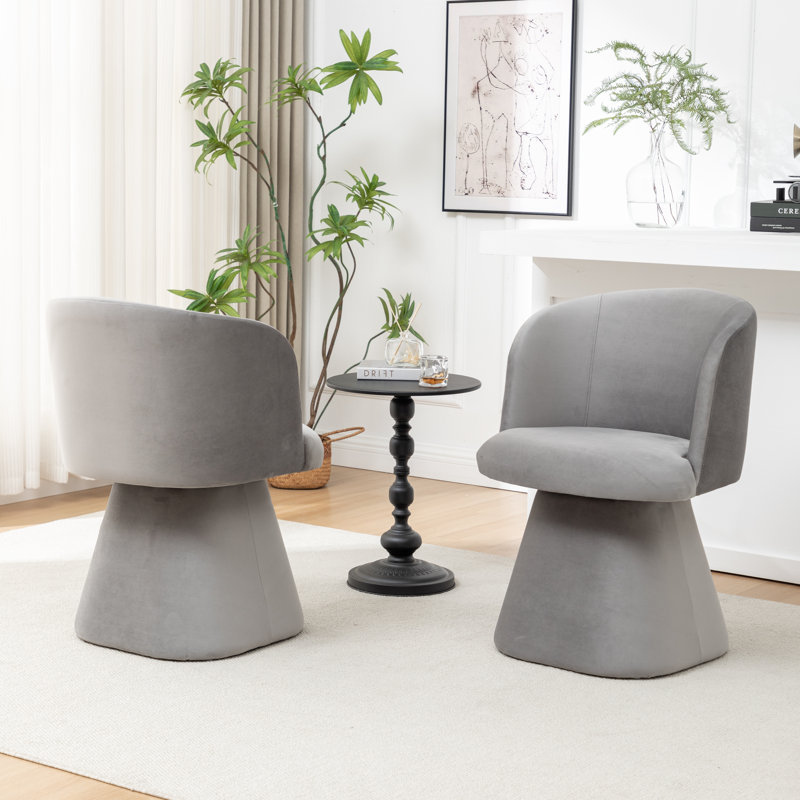Dantzler Velvet Swivel Upholstered Dining Chair, Gray
