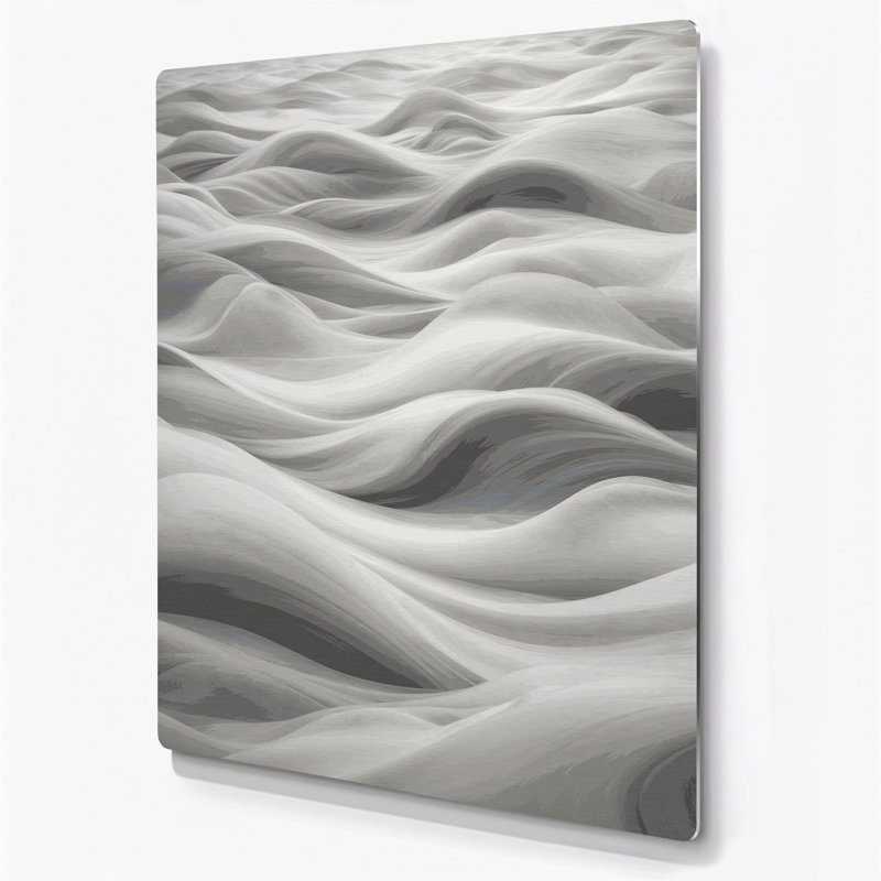 Abstrait paysage 84, art mural gris en métal, H 12 po x l 18 po