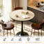 Round Marble Top Dining Table with Iron Base-1617811013