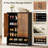 7-Shelf Rustic Tall Shoe Cabinet with Doors & Open Storage