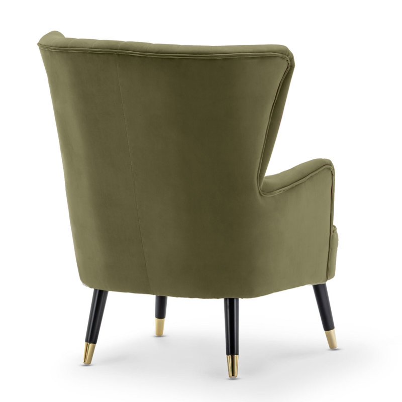 Ivanka 77Cm Wide Armchair and Ottoman, Sage Green, Velvet