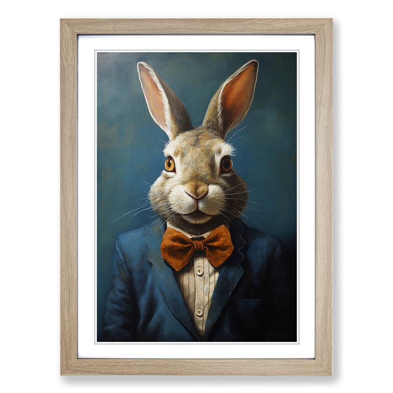Rabbit Expressionism No.4 - Framed Print, Oak , 46cm H x 34cm W x 2cm D