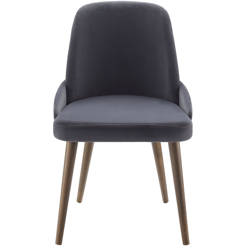 Onelia Dark Gray Suede and Beech Wood Dining Chairs, Set of 2