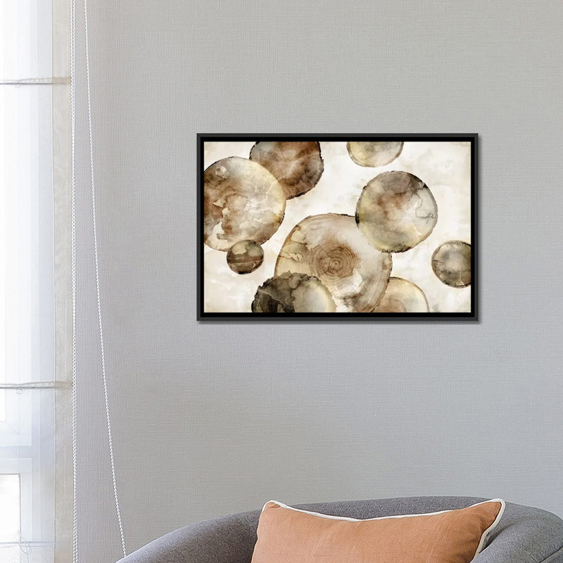 « tree rings », impression sur toile, Toile avec cadre noir, Pas de tapis, H 32 po x l 48 po x P 1,5 po