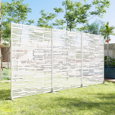 72"H×47"W×16"D Outdoor Metal Privacy Screen Garden Trellis Lattice Panel Fence Panel by Wooakway