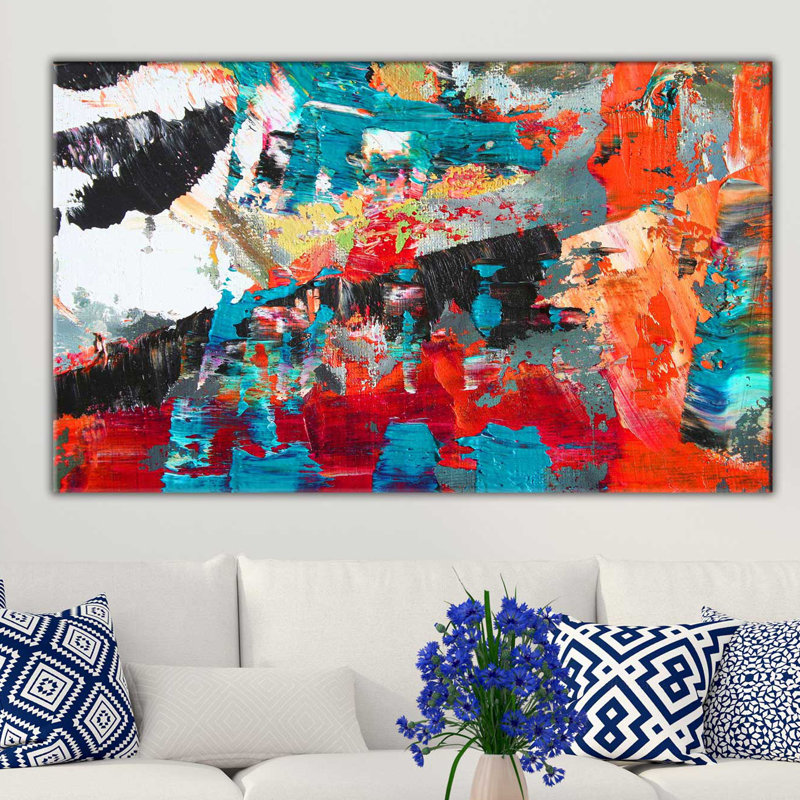 « abstract colors », reproduction de peinture à l’acrylique sur toile tendue, H 18 po x l 30 po x P 1 po