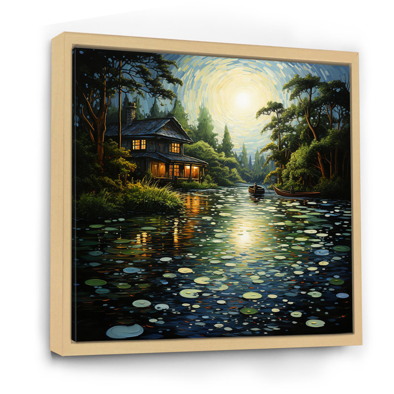 Lakeill Whispering Waters Pointillism I - impression, H 30 po x l 30 po x P 1 po, Cadre naturel flottant