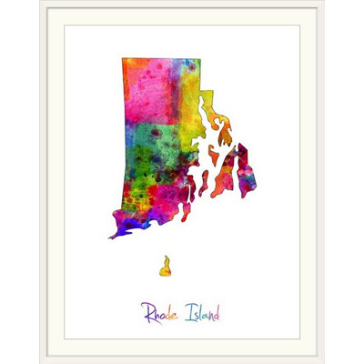 Francy " Rhode Island Watercolor Map " by Michael Tompsett
