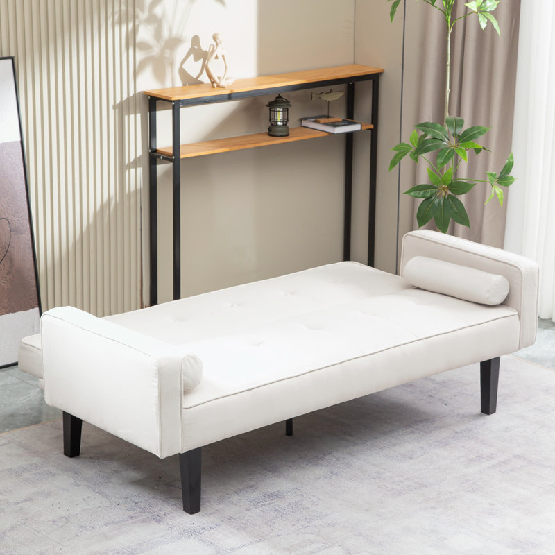 Console en bois massif 71,65 po Trayon, Mélange de lin beige