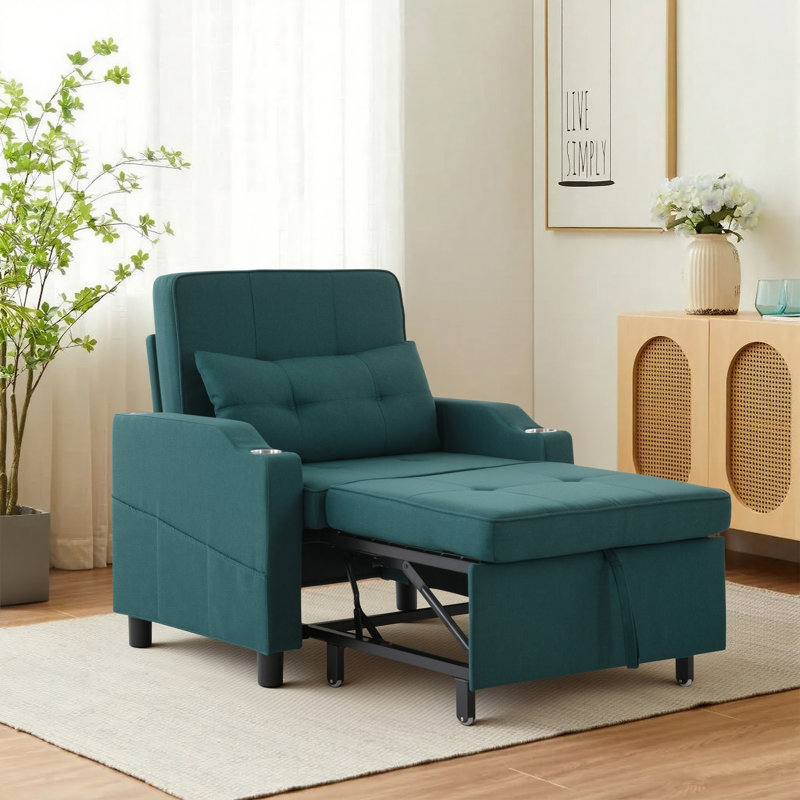 Compact 3-in-1 Convertible Sleeper Chair With Usb And Type-c Charging, Green