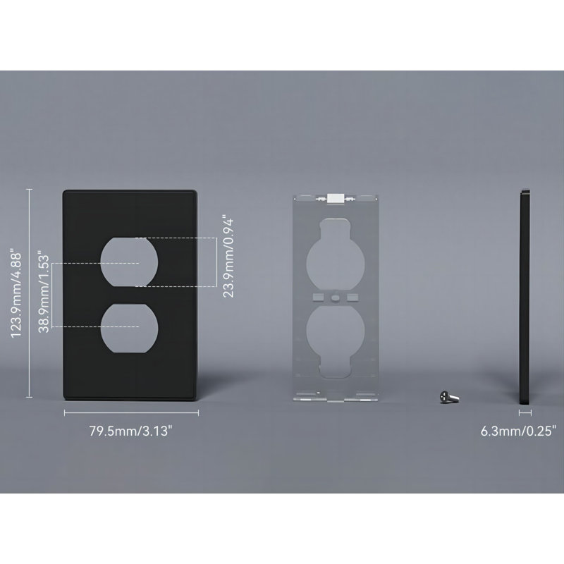 Sans objet 2 - plaque murale de sortie double en bande, Noir