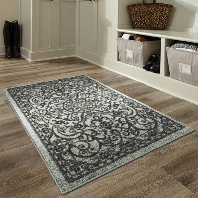 Dreyfuss Oriental Tufted Light Gray/Dark Gray Area Rug