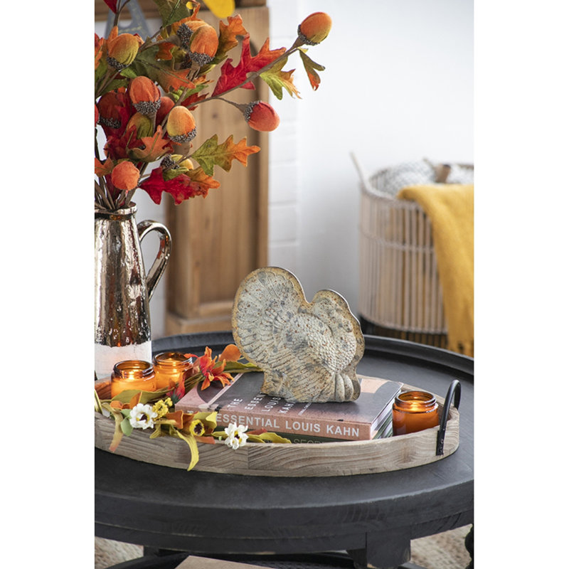 Ensemble de 2, dinde en résine 7,7 x 3 x 7,3 po avec finition rustique citrouille, pour fête de la moisson, fête d'automne et décorations de table de l'Action de grâce