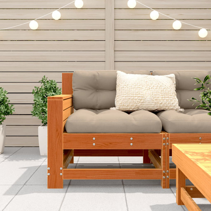 Balmore 69cm Wide Patio Sofa with Cushions, Wax Brown, Taupe